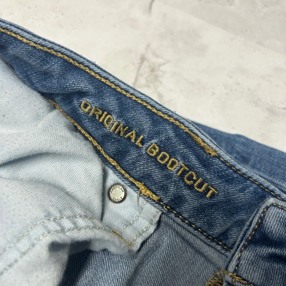 American Eagle Original Bootcut Jeans Blue Mens 34x32 Medium Wash Stretch Denim